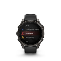 Garmin fēnix 8 - AMOLED Outdoor Recreation/Adventure Watches - 47 mm - Sapphire, Carbon Gray DLC Titanium with Black/Pebble Gray Silicone Band-Power up your body’s performance, endurance and resistance to injury with targeted strength training plans, real-time stamina tracking, sport-specific workouts and a full range of built-in sports apps