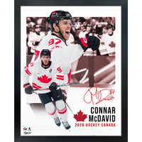 Frameworth Connor McDavid Replica Signature Collage Hockey Canada 2026 - Framed Print - 16" x 20"-Officially licensed Hockey Canada collectible featuring Connor McDavid replica signature with multi-photo collage layout. 16 by 20 inch premium framed display