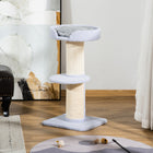 PawHut 36" Cat Tree with Sisal Mat Scratching Post and Cushion Bed - Light Blue-Top cat bed with cushion provides a snug place to relax 