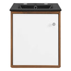 Modway Transmit 18" Wall-Mount Bathroom Vanity - Walnut/Black-Mid-Century Modern Vanity