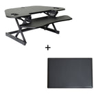 Rocelco 46" Adjustable Sit/Stand Corner Desk Riser with Anti Fatigue Mat - Black-No assembly required for the CADR