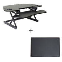 Rocelco 46" Adjustable Sit/Stand Corner Desk Riser with Anti Fatigue Mat - Black-No assembly required for the CADR
