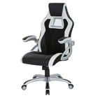 OSP Designs Race Chair - Black with White Trim-White Trim and Black Bonded Leather with White Stitching and  Black Nylon
