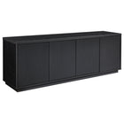 Hudson&Canal Hanson TV Stand for TV's up to 75" - Black Grain-Features four doors with enclosed cabinets and 4 shelves for ample storage