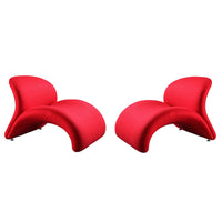 Manhattan Comfort Rosebud 30.3" Modern Wool Blend Upholstered Accent Chair - Red - 2 Pack-Modern Abstract Lounge Accent Chair Perfect for Pop Living Room Usage. Set of 2
