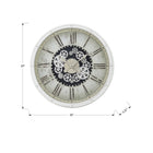 Monarch Specialties Clocks 30" Round Oversized Wall Clock - White -With classic metal hands over the exposed, white metal moving gears, this non-ticking analog clock will be the highlight in your space
