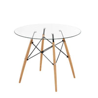 Plata Import Eiffel Glass 36" Dining Table-Sturdy wood legs