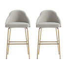 Manhattan Comfort Gracie 22" Modern Leatherette Upholstered Barstool - Stone and Gold - 2 Pack-Modern Barstool with Backseat Perfect for Bar and Kitchen Use. Set of 2