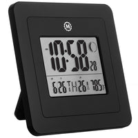 Marathon Digital Wall Clock with Day, Date, Week Number, Temperature, Alarm & Moon Phase - Black (CL030049BK)-Features a large high quality display with enhanced contrast for maximum legibility.