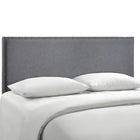 Modway Region Nailhead Upholstered Queen Headboard - Smoke-Mounts in 4 Locations