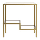 Hudson&Canal Lovett 24"W Rectangular Side Table - Brass-Top and shelves are made of durable tempered glass
