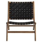 Modway Saoirse Leather Wood Accent Lounge Chair - Walnut Black-7