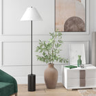 Hudson&Canal Somerset 64" Tall Floor Lamp with Empire Fabric Shade - Blackened Bronze/White-Handcrafted blackened bronze finish is applied to the candlestick metal base