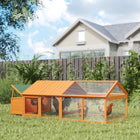 Pawhut 30" H Large Chicken Run with Nesting Box - Orange-Integrated two-section nesting box allows for easy egg collection 