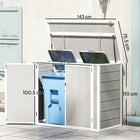 Outsunny 41 Cu. Ft. Outdoor Storage Shed - Light Grey-Chain hook links to bin lid for effortless disposal

