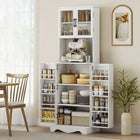 HOMCOM 71" H Kitchen Pantry Cabinet with 8 Door Shelves - White-Three-level adjustable shelf in the upper cabinet for flexible storage 