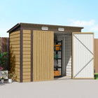 Outsunny 8' x 4' Outdoor Storage Shed - Oak-Galvanized steel structure is solid and suitable for outdoor use
