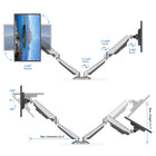 ShoppingAll Adjustable Dual Gas Spring Arm Monitor Desk Mount Stand - Silver-5