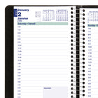 Blueline 2027 Daily Planner with Spiral Binding and Soft Lizard-Like Cover - 8" x 5" - Black - Bilingual-Previous, current and following monthly calendars at the top of each spread