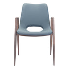 Zuo Desi Dining Chair - Azure Grey/Walnut - Set of 2-Plush and durable faux leather fabric
