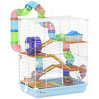 PawHut 5 Tiers Hamster Cage - Light Blue-5 tier design offers ample space for your pet to exercise, relax, and explore