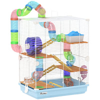 PawHut 5 Tiers Hamster Cage - Light Blue-5 tier design offers ample space for your pet to exercise, relax, and explore