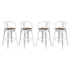 Modway Promenade Bar Stool - White - Set of 4-Cafe and Bistro Style Bar Stool