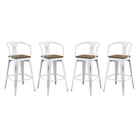 Modway Promenade Bar Stool - White - Set of 4-Cafe and Bistro Style Bar Stool