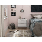 Manhattan Comfort Rockefeller 20.08" Mid-Century Modern 2-Drawer Nightstand - White-Choose Your Handle Design When the Product is at Your Home! Option for Cut-Out Edge Handle, or Flush Design Look