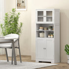 HOMCOM 57" H Modern Kitchen Pantry Cabinet with Glass Doors - White-Glass doors display your favorite plates and protect from dust 