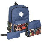 Nicci Floral Backpack 3-Piece Set - Navy-EPE foam padded interior laptop holder