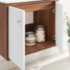 Modway Transmit 24" Wall-Mount Bathroom Vanity - Walnut/White-Particleboard and Walnut Grain Veneer