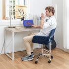 Homy Casa Fabric Upholstered Task Chair - Dark Blue-Sturdy 5-star chrome base for easy mobility
