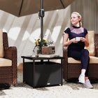 Outsunny 22" Outdoor Rattan Wicker Patio Coffee Table with Umbrella Hole - Black-A umbrella hole in the middle of table-top for installing an umbrella