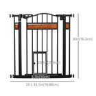 PawHut 29.1''-31.5'' Extra Wide Dog Gate with Cat Door - Black-When the opening angle is less than 90°, the door will close automatically