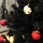 HOMCOM 6' Artificial Christmas Tree with Auto Open - Steel Base - Black-Colour: Black 