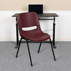 Flash Furniture HERCULES Series Burgundy Ergonomic Shell Stack Chair with Black Frame-Black Powder Coated Frame Finish with Plastic Floor Glides