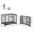 PawHut 37" Folding Heavy Duty Dog Crate - Grey-Overall Dimension(without wheels): 37"L x 22.75"W x 27.25"H<br><br> 