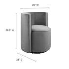 Modway Della Performance Velvet Fabric Swivel Chair - Grey-Performance Velvet Upholstery