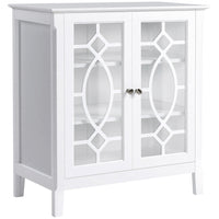 HOMCOM 29.7" L Sideboard Display Cabinet with Double Framed Glass Doors - White-Enclosed cabinet with large storage for holding daily accessories and utensils 