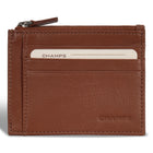 Champs Onyx Leather Zip Card Case - Brown-Leather Zip card case in gift box