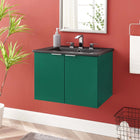 Modway Maybelle 24" Wall-Mount Bathroom Vanity - Green/Black-Ceramic Sink Basin