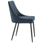Modway Viscount Upholstered Fabric Dining Chairs - Black/Azure - 2 Pack-Matte Black Stainless Steel Tapered Legs