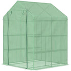 Outsunny 56" x 54" x 74" Walk-in Greenhouse with 8 Shelves and PE Cover Green- Plastic cover is durable, protects inside from mild wind, light rain and cold
 