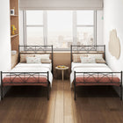 HOMCOM Twin Size Metal Platform Bed Frame with Headboard - Black-Can be used as a temporary bed in guest room, also a great gift option