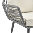Manhattan Comfort Cannes Modern Patio 2-Person Seating Group 3-Piece Set with End Table - Grey/Cream-Frame Made of Steel Wrapped in PVC Rattan Perfect for Outdoor Weather