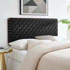 Modway Sparta Weave Wall Mount Vegan Leather Full Headboard with - Walnut Black-Wood Frame
