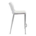 Zuo Ace Counter Stool - White/Silver - Set of 2-Dimensions: 22.4" L x 20.1" W x 37.2" H