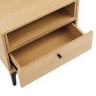 Manhattan Comfort Amara 19.7" Modern Nightstand - Natural Oak-Features a Sleek Round Black Metal Handle Knob for Ease of Use