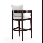 Manhattan Comfort Ritz 22" Mid-Century Modern Faux Leather Upholstered Bar Stool - Ivory and Dark Walnut - 3 Pack-Seat Height: 30.5"